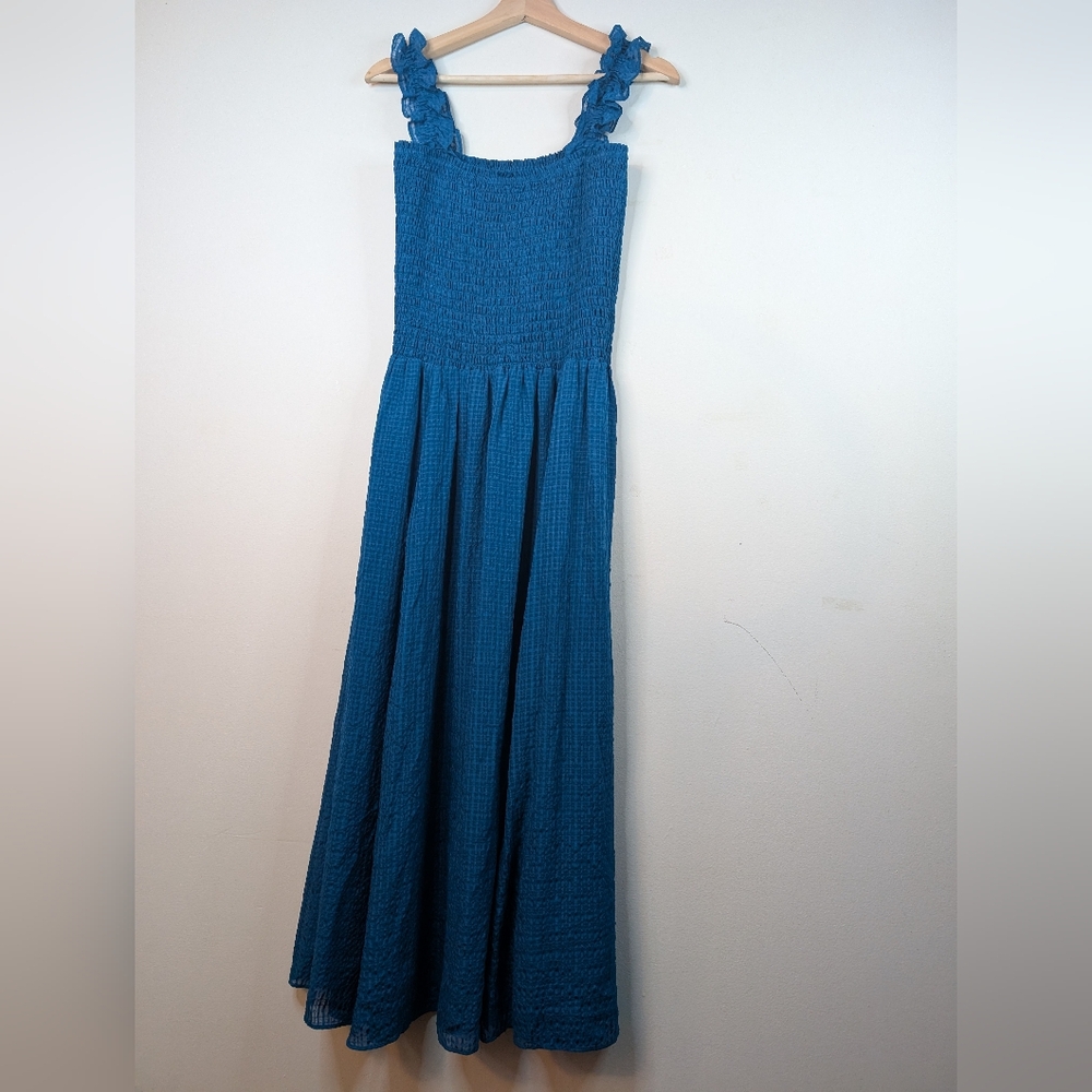 UNSUBSCRIBED nwt Silk Textured Teal Midi Dress Size M